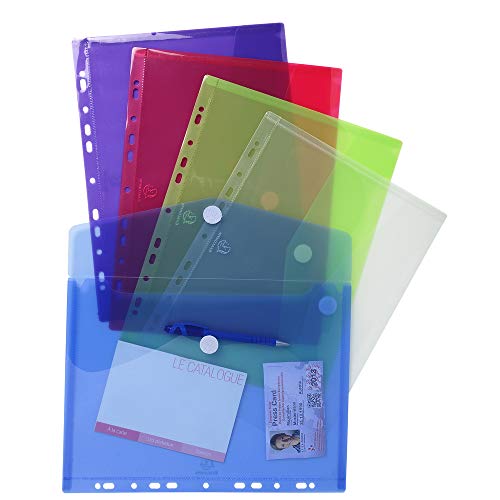 Exacompta 57380E 5er Pack Reißverschlusshüllen DIN A4 aus starkem Kunststoff mit Rand zum Abheften ideal zur Aufbewahrung von Kleinteilen oder Geld farbig sortiert Exacompta 57380E 5er Pack Reißverschlusshüllen DIN A4 aus starkem Kunststoff mit Rand zum Abheften ideal zur Aufbewahrung von Kleinteilen oder Geld farbig sortiert von Exacompta