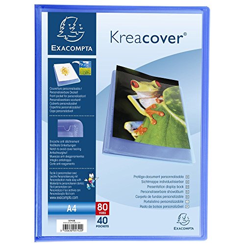 Exacompta 5742E Kreacover Sichtmappe (aus PP, DIN A4, 21 x 29,7 cm, mit 40 Hüllen) 1 Stück Blau von Exacompta