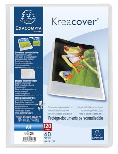 Exacompta - 5768E Kreacover Chromaline Dokumentenmappe, 60 Hüllen aus glattem Kristall, 120 Seiten, für A4, Maße: 24 x 32 cm, Einband aus halbstarrem Polypro, farblos Exacompta - 5768E Kreacover Chromaline Dokumentenmappe, 60 Hüllen aus glattem Kristall, 120 Seiten, für A4, Maße: 24 x 32 cm, Einband aus halbstarrem Polypro, farblos von Exacompta