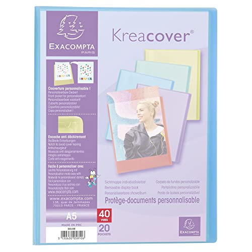Exacompta 5810E Sichtmappe KreaCover Pastell aus Kunststoff DIN A5 mit 20 Klarsichthüllen, 40 Sichten, Tasche am Vorderdeckel zum selbstgestalten, Aktenhülle, Prospekthülle, 1 Stück Zufallsfarbe Exacompta 5810E Sichtmappe KreaCover Pastell aus Kunststoff DIN A5 mit 20 Klarsichthüllen, 40 Sichten, Tasche am Vorderdeckel zum selbstgestalten, Aktenhülle, Prospekthülle, 1 Stück Zufallsfarbe von Exacompta