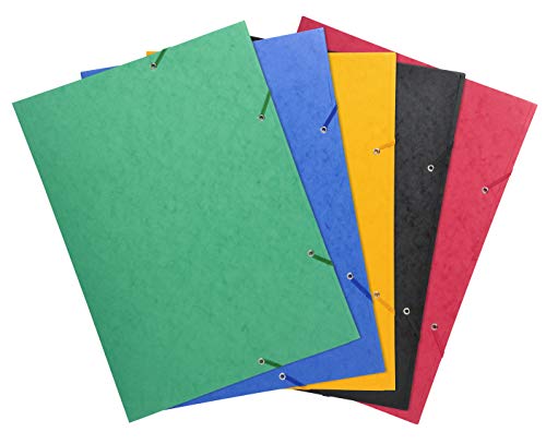 Exacompta 59500E Einschlagmappe DIN A3. Made in Germany. Aus extra starkem Colorspan-Karton mit 3 Innenklappen und 2 Gummizügen Sammelmappe für Büro und Schule 1 Stück Zufallsfarbe von Exacompta