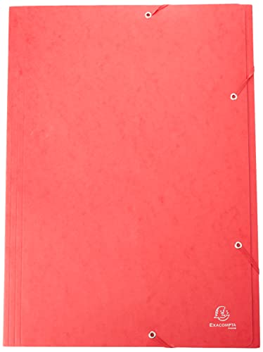 Exacompta 59503E Sammelmappe (Gummizug, 3 Klappen, Manila Karton 600 gm², für DIN A3, 29,7 x 42 cm) 1 Stück rot von Exacompta