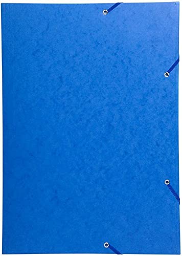 Exacompta 59507E Einschlagmappe DIN A3. Made in Germany. Aus extra starkem Colorspan-Karton mit 3 Innenklappen und 2 Gummizügen Sammelmappe für Büro und Schule blau von Exacompta