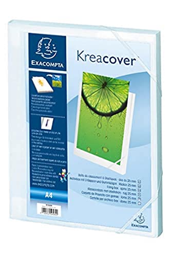 Exacompta 59589E Packung (mit 17 Archivboxen Kreacover aus PP, 700µ, mit Druckknopf, Rücken 25mm) kristall, 17 Stück von Exacompta