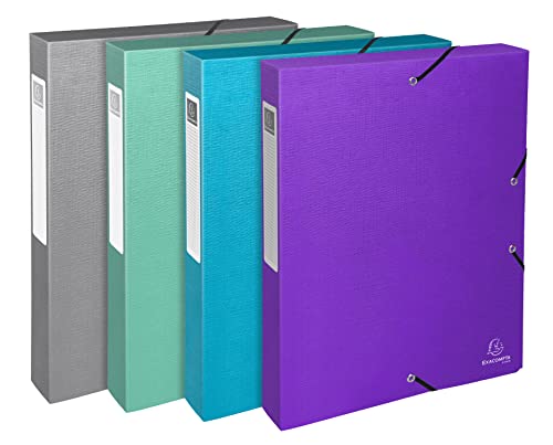 Exacompta 59640E 4er Pack Premium Sammelbox Teksto mit Gummizug 40 mm breit aus extra starkem Colorspan-Karton mit Rückenschild für DIN A4 Archivbox Heftbox Dokumentenbox Zeichenbox farbig sortiert Exacompta 59640E 4er Pack Premium Sammelbox Teksto mit Gummizug 40 mm breit aus extra starkem Colorspan-Karton mit Rückenschild für DIN A4 Archivbox Heftbox Dokumentenbox Zeichenbox farbig sortiert von EXACOMPTA