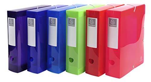 Exacompta 59680E 8er Pack Sammelbox Iderama mit Gummizug 80 mm breit aus Kunststoff mit Rückenschild für DIN A4 Archivbox Heftbox Dokumentenbox Zeichenbox Sammelmappe farbig sortiert von Exacompta