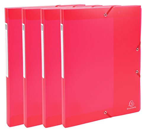 Exacompta 59875E Packung (mit 4 Archivboxen Chromaline, aus PP, Rücken 25 mm) 4er Pack rot von Exacompta