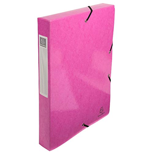 Exacompta 59924E -18 Ablagebox mit Gummibändern IDERAMA aus Glanzkarton 600g/m2 Rückseite 4 cm Maße 25 x 33 cm für A4-Dokumente Farbe rosa wird montiert geliefert von Exacompta