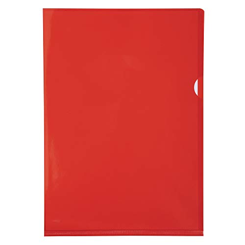 Exacompta 660575E 10er Pack PVC-Kunststoff Aktenhüllen. Für DIN A4 transparent glasklar rot oben und seitlich offen Plastikhülle Klarsichthülle für Büro und die mobile Organisation von Exacompta