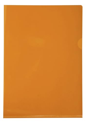 Exacompta 661245E 100er Pack PVC-Kunststoff Aktenhüllen. Für DIN A4 transparent glasklar orange oben und seitlich offen Plastikhülle Klarsichthülle für Büro und die mobile Organisation von Exacompta