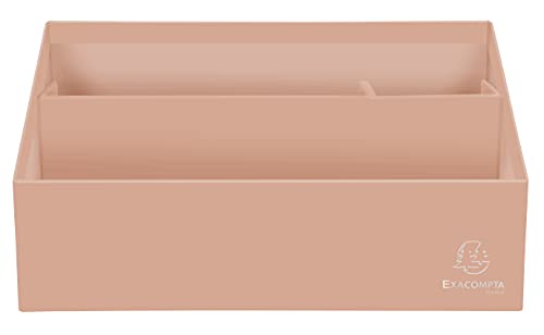 Exacompta 67961D Briefablage & Sortierbox Aquarel aus extra starkem Karton mit 3 Fächern abgestuft 25x10x14 cm für Briefe in DL und C6 und Stifte Pastellfarbe Koralle Briefablage Ablagekorb Ablagebox von Exacompta