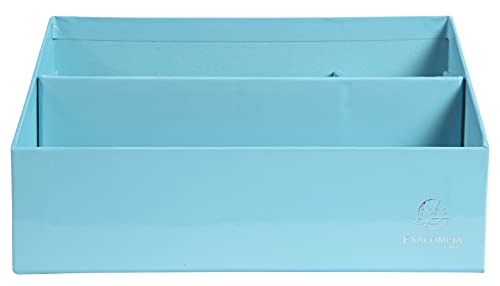 Exacompta 67962D Briefablage & Sortierbox Aquarel aus extra starkem Karton mit 3 Fächern abgestuft 25x10x14 cm für Briefe in DL und C6 und Stifte Pastellfarbe Blau Briefablage Ablagekorb Ablagebox von Exacompta