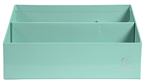 Exacompta 67963D Briefablage & Sortierbox Aquarel aus extra starkem Karton mit 3 Fächern abgestuft 25x10x14 cm für Briefe in DL und C6 und Stifte Pastellfarbe Grün Briefablage Ablagekorb Ablagebox von Exacompta