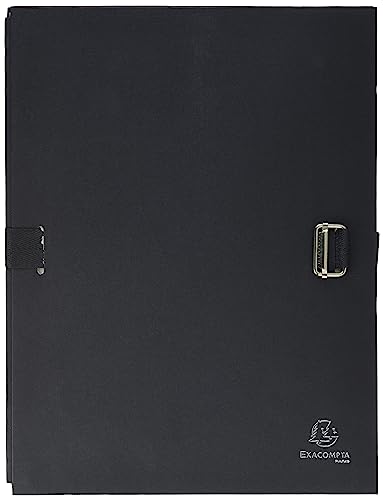 Exacompta 721E Dokumentenmappe DIN A4 mit dehnbarem Rücken bis zu 13 cm aus starkem Karton mit gefärbtem Stoffeinband schwarz ideal für Ihre Unterlagen und Dokumente von Exacompta