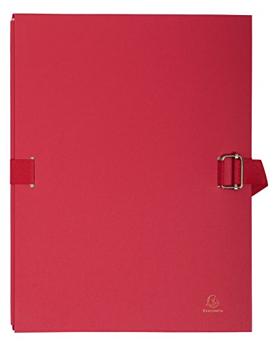 Exacompta 725E Dokumentenmappe (DIN A4, 320x240, mit Schnallenverschluß und Leinengurt, kaschiert) 10er Pack rot, schwarz von Exacompta