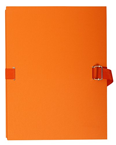 Exacompta 734E Dokumentenmappe (Dehnbarer Faltenrücken, kaschierter Karton, gefärbter stoffeinband, Format DIN A4) 1 Stück orange von Exacompta