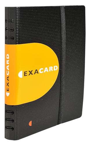 Exacompta 75034E Visitenkartenbuch Exacard in Schwarz mit herausnehmbaren Folien / Kartenetui mit Register / Kartenmappe für 120 Visitenkarten (20 x 14,5 cm) von Exacompta