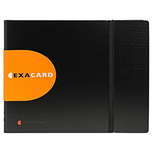 Exacompta 75134E Visitenkartenbuch Exacard in Schwarz mit herausnehmbaren Folien / Kartenetui mit Register / Kartenmappe für 240 Visitenkarten (20 x 16 cm) von Exacompta