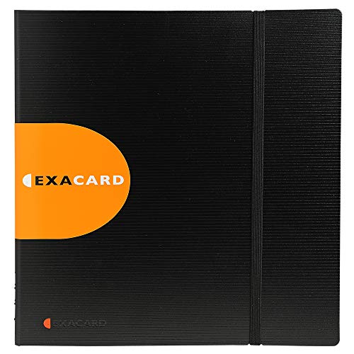 Exacompta 75234E Visitenkartenbuch Exacard in Schwarz mit herausnehmbaren Folien / Kartenetui mit Register / Kartenmappe für 320 Visitenkarten (26,5 x 16 cm) von Exacompta