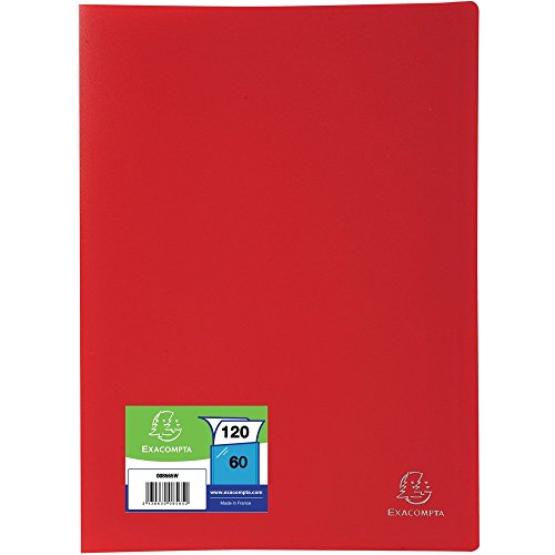 Exacompta 8565E Premium Sichtmappe aus blickdichten Kunststoff DIN A4 mit 60 Klarsichthüllen, 120 Sichten, perfekt für die Schule und das Büro Aktenhülle, Prospekthülle, rot Exacompta 8565E Premium Sichtmappe aus blickdichten Kunststoff DIN A4 mit 60 Klarsichthüllen, 120 Sichten, perfekt für die Schule und das Büro Aktenhülle, Prospekthülle, rot von Exacompta