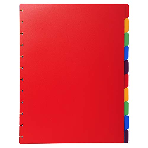 Exacompta 86003E Kunststoff-Register überbreit. Rot, Für DIN A4 24 x 30,5 cm volle Höhe mit Organisationsdruck 10-teilig vollfarbig 2 x 5 Farben zur Ablage von Prospekthüllen von Exacompta