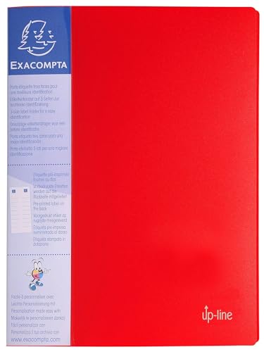 Exacompta 88405E 12er Pack Sichtmappe Up-Line aus festem Kunststoff DIN A4 mit 10 Klarsichthüllen 20 Sichten, vorgedruckte Etiketten inklusive rot Perfekt für die Schule und das Büro Aktenhülle von Exacompta