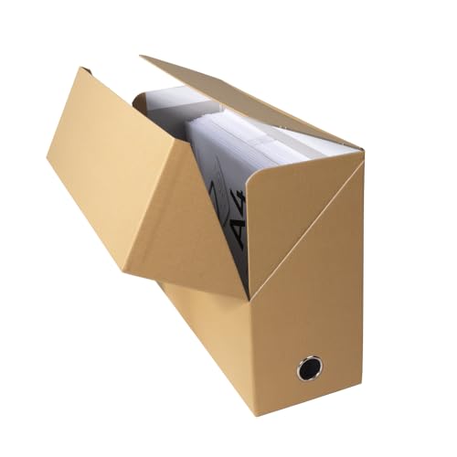 Exacompta - 89428E - 5er Karton mit Leinenpapier - Rücken 120 mm - mit Metallöse - für DIN A4 - Maße 25,5 x 34 x 12 cm - Havanna - fertig montiert von Exacompta