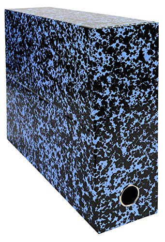 Exacompta 89722E 1 Annonay Transferbox aus bedrucktem Lackpapier Rücken 90 mm Mit einer Metallöse Für Format A4 Abmessungen 25,5 x 34 x 9 cm Farbe Blau Wird montiert geliefert von Exacompta