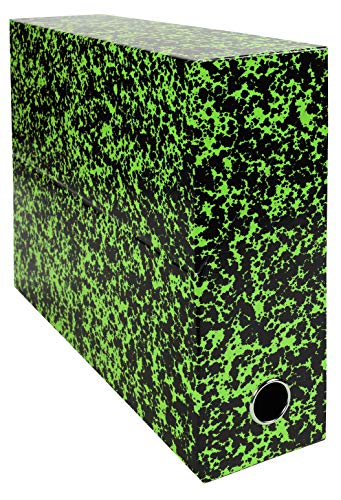 Exacompta 89723E 1 Annonay Transferbox aus bedrucktem Lackpapier Rücken 90 mm Mit einer Metallöse Für Format A4 Abmessungen 25,5 x 34 x 9 cm Farbe grün Wird montiert geliefert von Exacompta