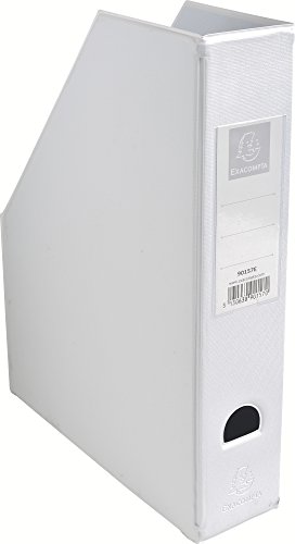 Exacompta 90157E Stehsammler DIN A4 7cm breit aus festem Karton mit PVC Bezug und aufgeklebtem Rückenschild und Griffloch perfekt zur Aufbewahrung von Zeitschriften Katalogen weiß von Exacompta