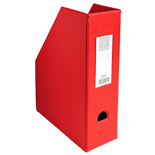 Exacompta 90165E Stehsammler aus stabilem Karton mit Kunststoffbezug für DIN A4 10cm Rückenbreite rot mit Rückenschild perfekt zur Aufbewahrung von Zeitschriften Katalogen von Exacompta