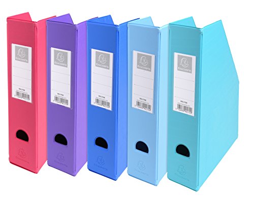 Exacompta 90170E Stehsammler DIN A4 7cm breit aus festem Karton mit PVC Bezug und aufgeklebtem Rückenschild und Griffloch perfekt zur Aufbewahrung von Zeitschriften Katalogen 1 Stück Zufallsfarbe von Exacompta