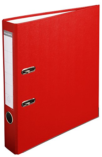 Exacompta 915403B Kunststoff-Ordner 5 cm schmal DIN A4 Kunststoffbezug außen Papierbezug innen Rückenschild austauschbar Ringordner Aktenordner Briefordner Büroordner Plastikordner rot von Exacompta
