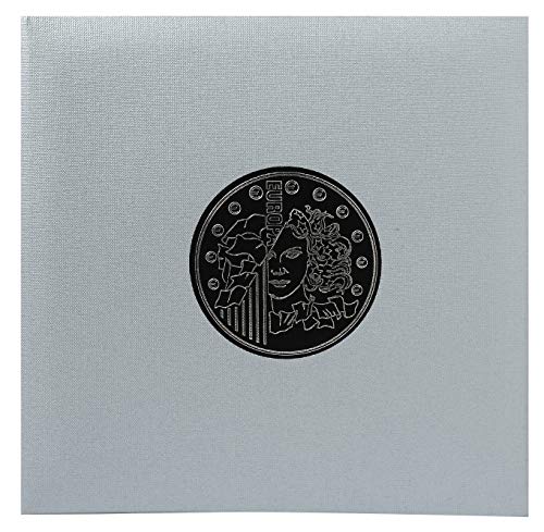 Exacompta 96000E Premium Münzalbum Numismatik mit 5 Seiten für je 43 Münzen in 20, 25 und 30mm, getrennt durch rote Register, Münzenalbum Sammelalbum Ringbuch silber/metallic von Exacompta