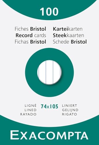 Exacompta - Art.-Nr. 13800B - Karton mit 10 Packungen à 100 Karteikarten, liniert, ungelocht, Format 74 x 105 mm, Farbe: Weiß Exacompta - Art.-Nr. 13800B - Karton mit 10 Packungen à 100 Karteikarten, liniert, ungelocht, Format 74 x 105 mm, Farbe: Weiß von Exacompta