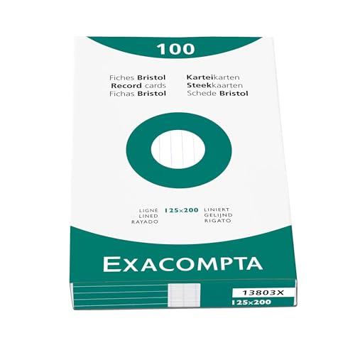 Exacompta - Art.-Nr. 13803X - Karton mit 12 Packungen mit je 100 Karteikarten, liniert, ungelocht, Format 125 x 200 mm, Farbe: Weiß Exacompta - Art.-Nr. 13803X - Karton mit 12 Packungen mit je 100 Karteikarten, liniert, ungelocht, Format 125 x 200 mm, Farbe: Weiß von Exacompta