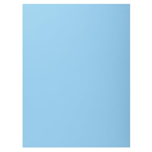 Exacompta - Art.-Nr. 339006E – Karton mit 5 Packungen mit je 50 Schnellhefter mit 1 Klappe SUPER 210 g/m² – Pastellfarben – PEFC™-zertifizierte Mappen – Maße: 24 x 32 cm für DIN A4 – Farbe hellblau von Exacompta