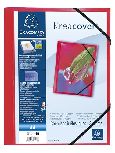 Exacompta - Art.-Nr. 55185E – Karton mit 25 Gummizugmappen Kreacover – Hüllen mit 3 Klappen – aus transparentem Polypropylen – Größe 24 x 32 cm für Dokumente im A4-Format – Farbe rot Exacompta - Art.-Nr. 55185E – Karton mit 25 Gummizugmappen Kreacover – Hüllen mit 3 Klappen – aus transparentem Polypropylen – Größe 24 x 32 cm für Dokumente im A4-Format – Farbe rot von Exacompta