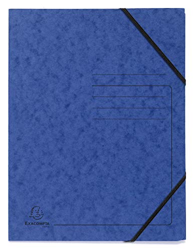 Exacompta - Art.-Nr. 555412E - Karton mit 25 Gummizugmappen ohne bedruckte Klappe - Glanzkarton 355 g/m² - Maße 24 x 32 cm für Dokumente im A4-Format - Farbe Blau von Exacompta