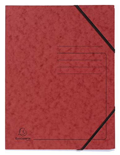 Exacompta - Art.-Nr. 555415E - Karton mit 25 Gummizugmappen ohne bedruckte Klappe - Glanzkarton 355 g/m² - Maße 24 x 32 cm für Dokumente im A4-Format - Farbe rot von Exacompta
