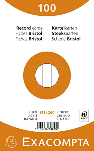 Exacompta Bristol Karteikarten, liniert 125x200mm von Exacompta