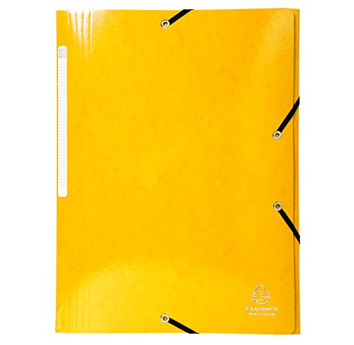 Exacompta Dokumentenmappe, 3 elastische Klappen, max. Kapazität IDERAMA laminiert, 425 g, Gelb, 3 Stück von Exacompta