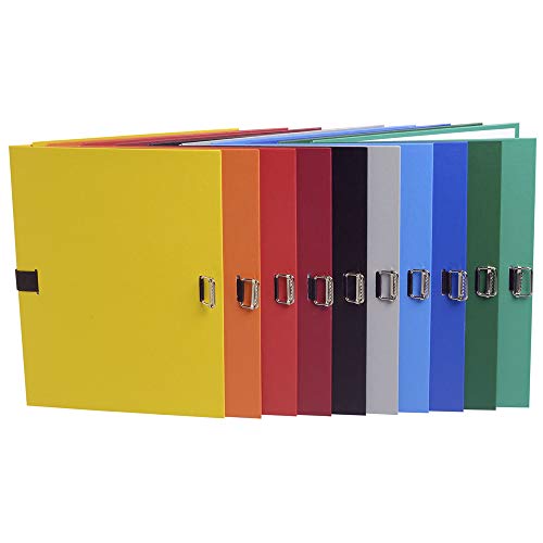 Exacompta 720E 10er Pack Dokumentenmappe DIN A4 mit ausziehbarem Rücken aus farbigem Leinwandpapier Buchrücken bis 13 cm verlängerbar Format 24 x 32 cm für Dokumente farbig sortiert von Exacompta
