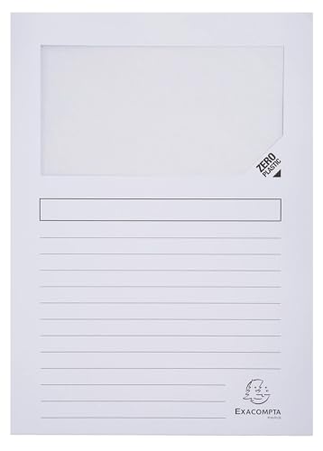 Exacompta Forever® 50270E – Karton mit 16 Paketen mit 25 Fenstermappen, 120 g/m² – leuchtende Farben – 100% recycelte und zertifizierte Mappen mit blauem Engel – Maße: 22 x 31 cm für DIN A4 – Weiß von Exacompta