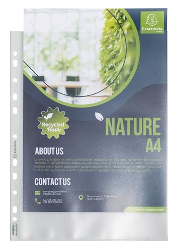 Exacompta Forever 5330E – Beutel mit 50 gelochten Hüllen – aus recyceltem genarbtem Polypropylen – Dicke 9/100 – Maße: 23 x 30,5 cm – transparent von Exacompta