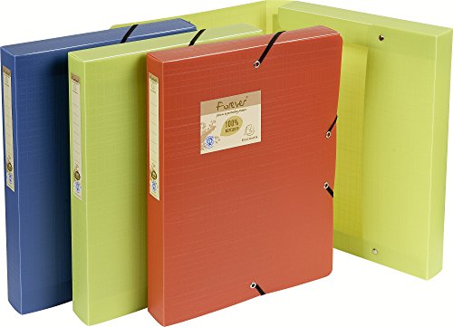 Exacompta 553570E Premium Sammelbox Forever 40mm mit Gummizug aus Recycling-Kunststoff mit Rückenschild für DIN A4 Archivbox Heftbox Dokumentenbox Zeichenbox Sammelmappe 1 Stück Zufallsfarbe von Exacompta