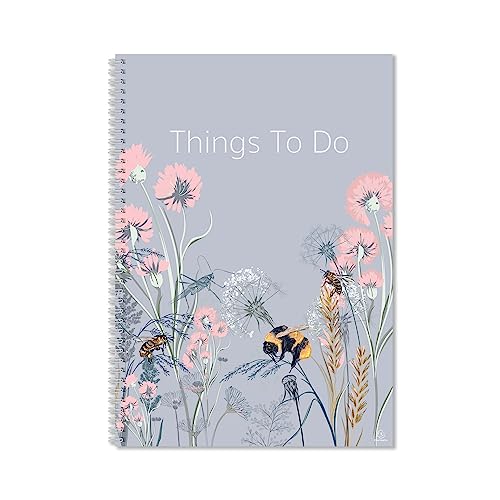 Exacompta - Ref GS014Z A4 Things To Do Notizbuch, 90 g/m² Papier, 210 mm x 297 mm, 40 Blatt liniertes Papier mit Blumen- und Bienen-Design, ideal für Ordnung von Exacompta