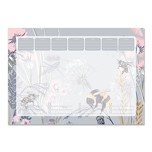 Exacompta - GS021Z Schreibtischunterlage, A3, 90 g/m² Papier, 297 mm x 420 mm, 40 Blatt liniertes Papier mit Bienen- und Blumen-Design, ideal für Organisation von Exacompta