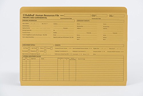 Exacompta - Ref 211/1300Z – Guildhall Human Resources Aktenordner – 350 x 260 mm groß, geeignet für Kanzleipapier und A4-Dokumente, 315 g/m², vorgedruckter Einband, Gelb (50 Stück) von Exacompta