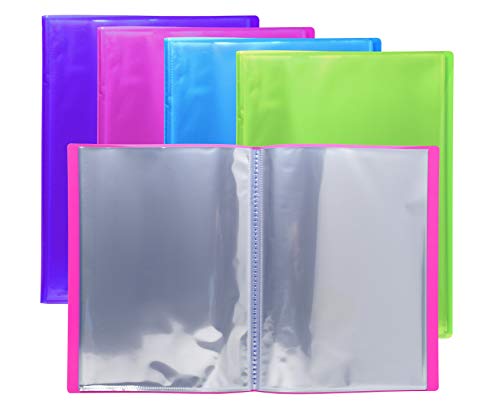Exacompta 4er Pack Präsentationsmappe Iderama halbstarr aus Polypropylen für DIN A4 mit 30 glatte Kristallhüllen Zufallsfarbe Sammelmappe Dokumentenmappe Ideal für Büro von Exacompta